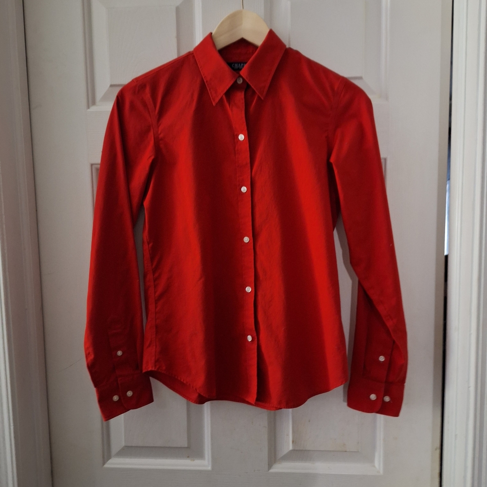 Chaps No Iron Red Button Shirt XS